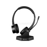 Wireless Fejhallgató - Bluetooth Office Headset Pro+ (Bluetooth 5.0; mikrofon; hangerő szabályzó; fekete) (SANDBERG_126-18)