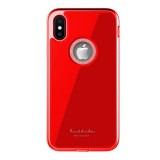 WK GINSTONE Apple iPhone XS 5.8 műanyag telefonvédő (közepesen ütésálló, üveg hátlap, strasszkő, logo kivágás) piros