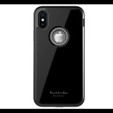 WK GINSTONE műanyag telefonvédő (közepesen ütésálló, üveg hátlap, strasszkő, logo kivágás) FEKETE [Apple iPhone XS Max 6.5] (5996457835720)