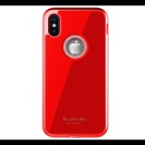 WK GINSTONE műanyag telefonvédő (közepesen ütésálló, üveg hátlap, strasszkő, logo kivágás) PIROS [Apple iPhone XS 5.8] (5996457835737)