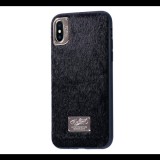 WK műanyag telefonvédő (műanyag hátlap, plüss bevonat) FEKETE [Apple iPhone XS Max 6.5] (5996457839827)