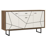 Wojcik Bartoli BROK04 3D1S komód - catania tölgy/fekete/fényes fehér