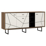 Wojcik Bartoli BROK06 3D1S komód - catania tölgy/fekete/fényes fehér