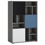 Wojcik Lidice LASR02B 3D könyvesszekrény - szürke/fekete/fehér/kék