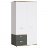 Wojcik Trentin TWES02 2D2S gardróbszekrény - fehér/tölgy/grafit szürke