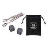 WOMA COMPANY WoMa fekete bársony zacskóval, csipesszel, 12 db-os prémium bazalt whisky jégkő készlet fadobozban