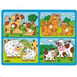 Woodyland Állatok kicsinyükkel fa forma-puzzle fogantyúval (91913) (91913) - Fajátékok