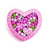 Woodyland Rózsaszín szív kis fa gyöngyfűző szett