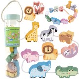 Woopie! Toys Woopie Prémium 13 db-os montessori fűzőcske - állatkerti állatok
