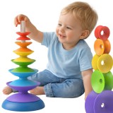 Woopie! Toys Woopie színes montessori torony babáknak – 7 részes érzékszervi fejlesztőjáték
