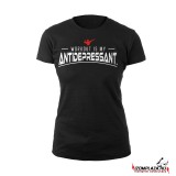 Workout is my antidepressant (fekete női póló)