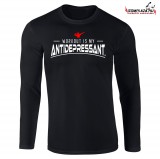 Workout is my antidepressant - hosszú ujjú (fekete)