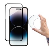 Wozinsky Full Cover Flexi Nano Glass edzett üveg iPhone 14 Pro rugalmas, fekete kerettel