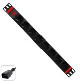 WP Rack szekrénybe szerelhető elosztó 1U 19" 8 Schuko 250V/3500W fekete (WPN-PDU-C01-08) (WPN-PDU-C01-08)