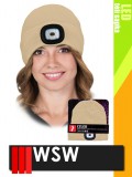 WSW LED BEIGE USB-vel tölthető téli bélelt unisex led lámpás sapka - munkaruha