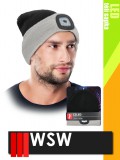 WSW LED BLACKGREY USB-vel tölthető téli bélelt unisex led lámpás sapka - munkaruha