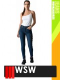 WSW MED DENIM NAVY technikai kevertszálas derekas farmer női munkanadrág - munkaruha