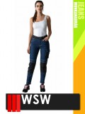 WSW MED DENIM NAVY technikai kevertszálas derekas farmer női munkanadrág - munkaruha