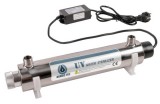 WT SUN Vízfertőtlenítő berendezés, beépített PHILIPS UV sterilizáló lámpával, rozsdamentes acél házban. Napi 1.680 l víz fertőtlenítésére alkalmas.