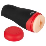 WYNE 01 - akkus, rezgő-szívó, melegítő maszturbátor (fekete)