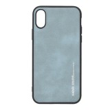 X-LEVEL Apple iPhone XS 5.8 szilikon telefonvédő (bőr hatású hátlap) cián