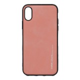 X-LEVEL Apple iPhone XS 5.8 szilikon telefonvédő (bőr hatású hátlap) rózsaszín