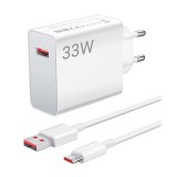 Xiaomi hálózati töltő adapter (USB-A aljzat, 33 W, USB-C kábel, fehér)