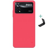 Xiaomi Poco X4 Pro 5G, Műanyag hátlap védőtok, stand, Nillkin Super Frosted, piros (RS120766) - Telefontok
