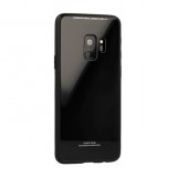 Xiaomi Redmi Go, TPU szilikon védőkeret, üveg hátlap, Glass Case, Fekete