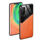 Xiaomi Redmi Note 11 Pro Plus, Szilikon tok, bőr és plexi hátlap, közepesen ütésálló, mágneses tartóval kompatibilis, Wooze Texture, narancssárga (114488) - Telefontok