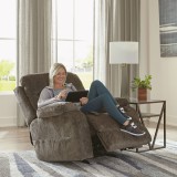 XL wellness fotel shiatsu derék masszázzsal zöldesbarna szövet kárpittal - Refresher