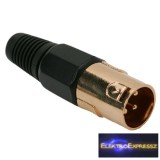XLR dugó • 3 pólusú 3 pólusú Aranyozott Fém kivitel Szorítópofás törésgátlóval