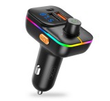 XO BCC09 bluetooth FM transmitter autós töltő 2 USB+Type-C aljzat (v5.0, 25W, gyorstöltő, LED kijelző) FEKETE