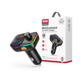 XO BCC09 Bluetooth FM-transmitter/gyorstöltő 25W PD 2xUSB/MP3/Pendrive lejátszás/RGB Light - fekete
