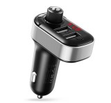 XO BCC10 bluetooth FM transmitter autós töltő 2 USB aljzat (v5.0, 15W, gyorstöltő, LED kijelző) FEKETE