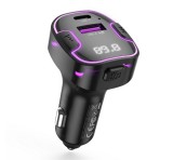 XO BCC12 bluetooth FM transmitter autós töltő USB+Type-C aljzat (v5.3, 15W, gyorstöltő, LED kijelző) FEKETE