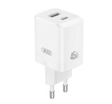 XO CE36 hálózati töltő USB+Type-C aljzat (45W, PD gyorstöltő 3.0) FEHÉR