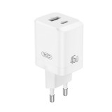 XO ce36 hálózati töltő usb+type-c aljzat (45w, pd gyorstöltő 3.0) fehér