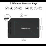 XP-PEN Grafikus tábla - Deco 01V3 (10"x6,25", 5080 LPI, PS 16k, 200 RPS, 8 gomb, USB)
