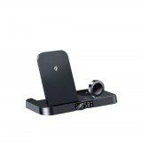 XPRO 4in1 QI gyorstöltőállomás digitális órával 15W fekete