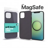 XPRO MagSafe rögzítésű Soft Touch Silicone Case Apple Iphone 14 készülékhez - éjfekete (126887) - Telefontok