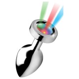 XR Brands Booty Sparks - világító anál plug - közepes (ezüst)