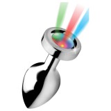 XR Brands Booty Sparks - világító anál plug - közepes (ezüst)