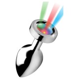 XR Brands Booty Sparks - világító anál plug - közepes (ezüst)