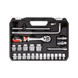 Yato YT-38741 Dugókulcs készlet racsnis hajtókarral (25 részes) (YT-38741)