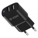 Yenkee YAC 2024 kettős USB hálózati töltő fekete (YAC 2024) - Töltők