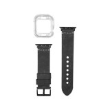 YOOUP Bőrszíj TPU óratokkal Apple Watch 1,2,3,4 38/40 mm szürke