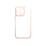 YOOUP Matt 0.38 mm vastag átlátszó TPU telefontok iPhone 13 Mini rózsaszín kerettel