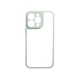YOOUP Matt 0.38 mm vastag átlátszó TPU telefontok iPhone 13 Mini zöld kerettel