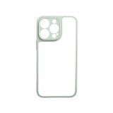 YOOUP Matt 0.38 mm vastag átlátszó TPU telefontok iPhone 13 Pro Max zöld kerettel